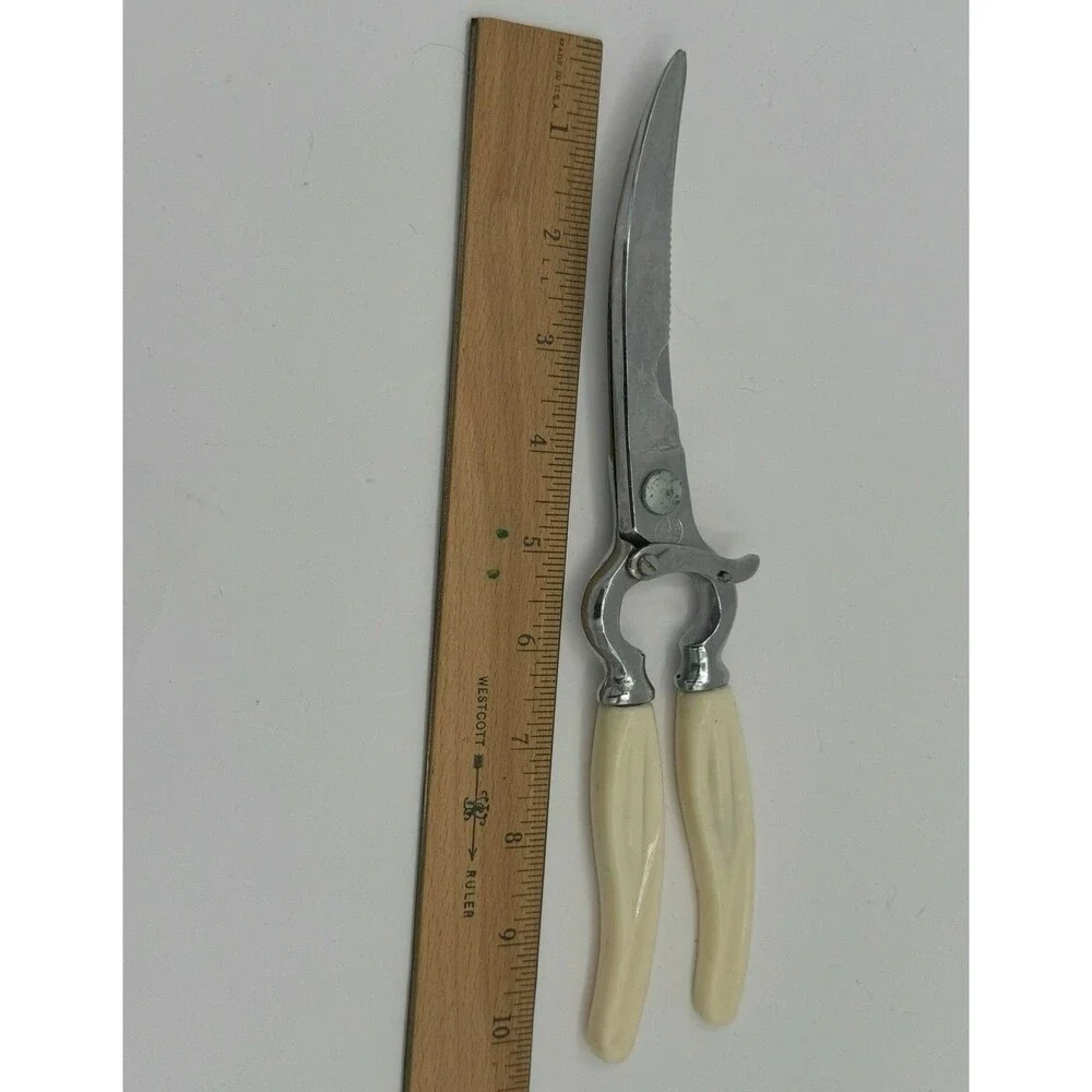 Poultry Shears Vintage Made In Italy Off White Handle